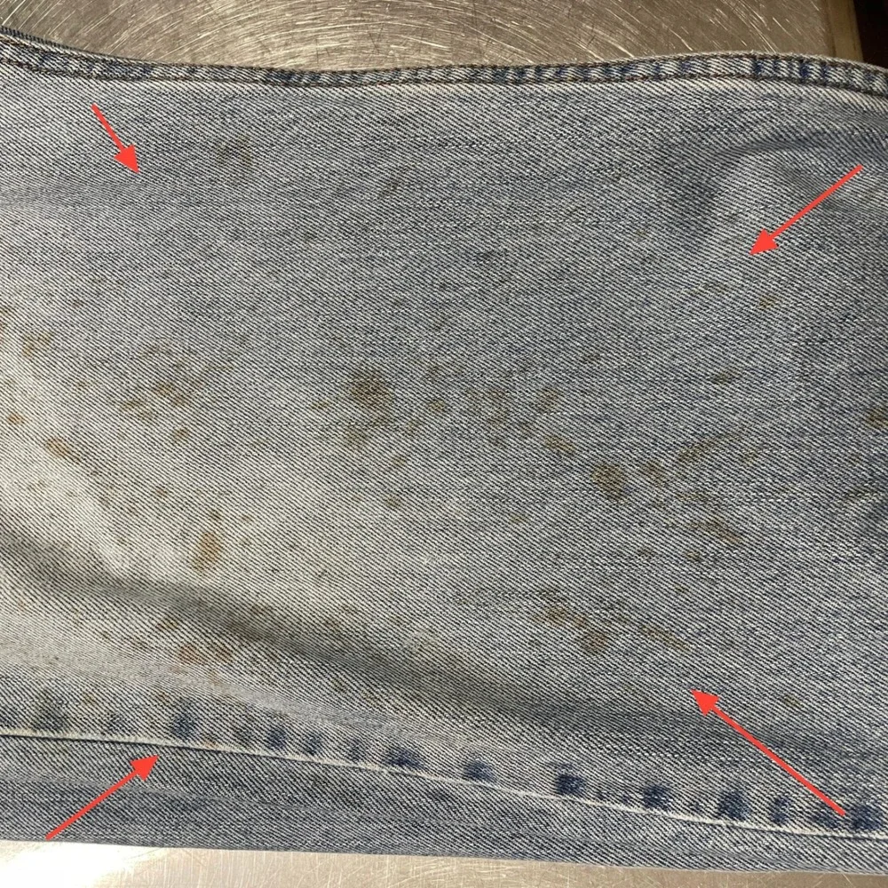 Levis 505 Regular Fit Jeans Mens‎ 38x32 Light Wash Thrashed Distressed Workwear